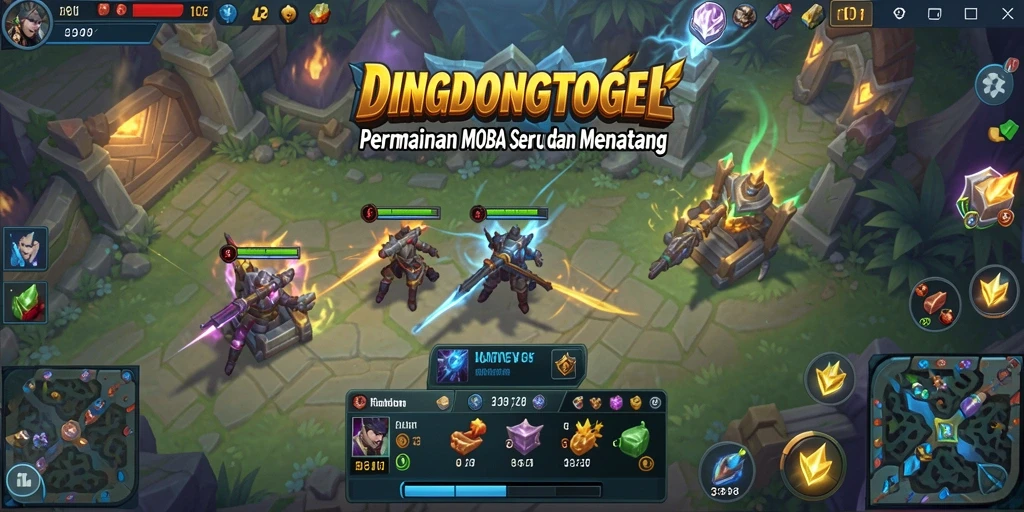 Tampilan bergaya MOBA yang intens dan menarik.