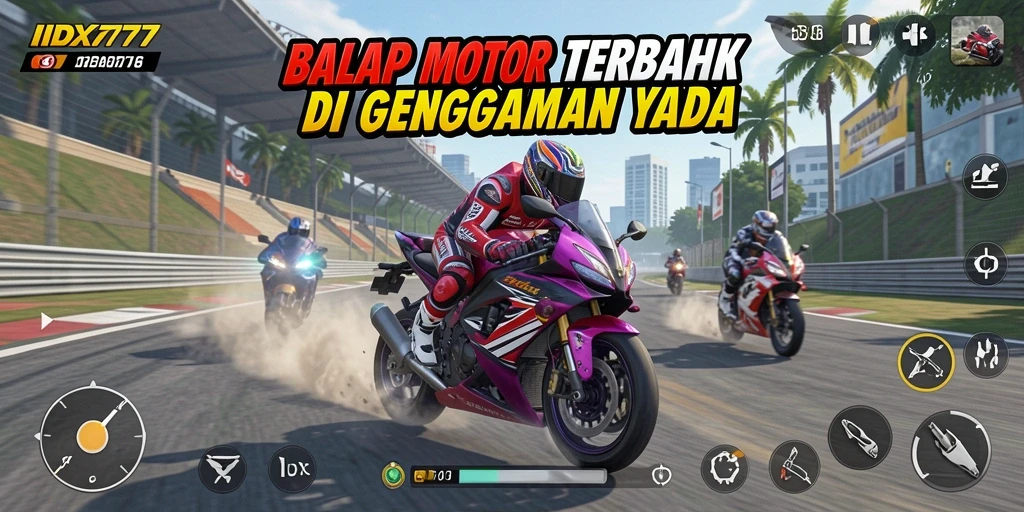 Gameplay seru balap motor yang mendebarkan dan penuh aksi.