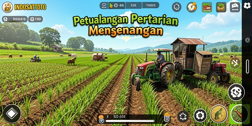 Tampilan gameplay menarik dari INDOSATTOTO yang menampilkan aktivitas bertani.