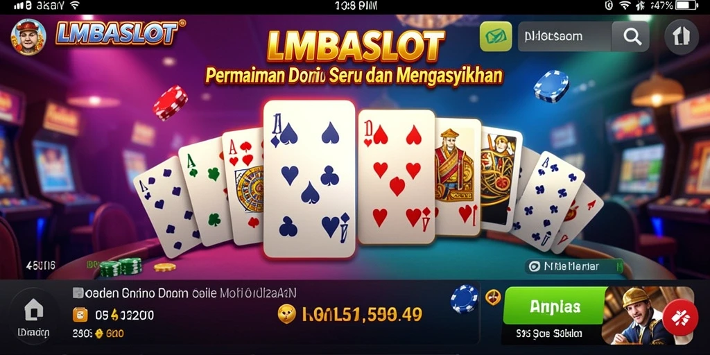 Tampilan gameplay seru di LMBASLOT dengan kartu Domino.