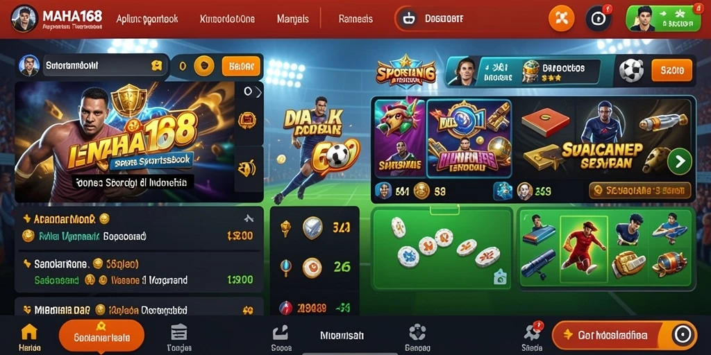 Screenshot utama MAHA168 menampilkan antarmuka taruhan olahraga yang dinamis.