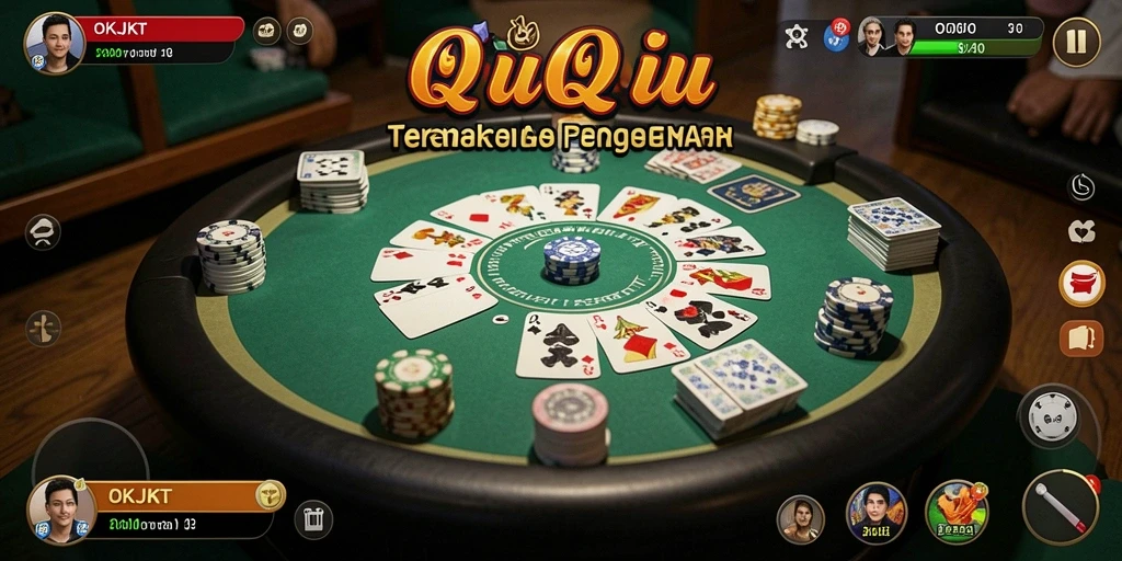 Screenshot utama OKJKT menampilkan aksi seru permainan QiuQiu.