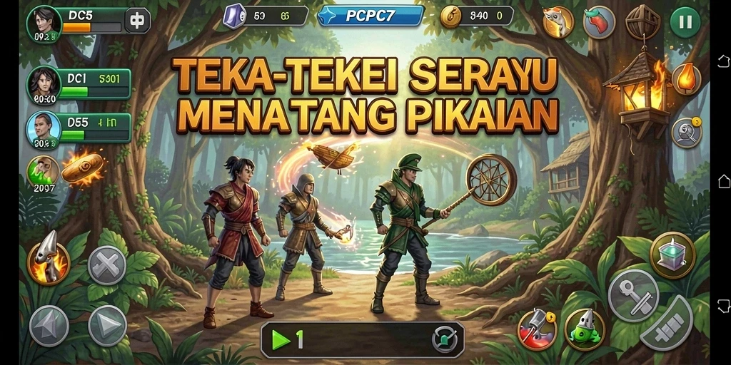 Tampilan gameplay PCPC7 dengan berbagai teka-teki menantang.