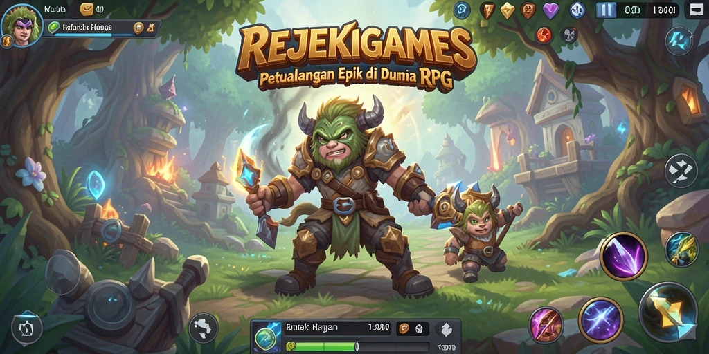 Screenshot menampilkan aksi seru dalam REJEKIGAMES RPG.