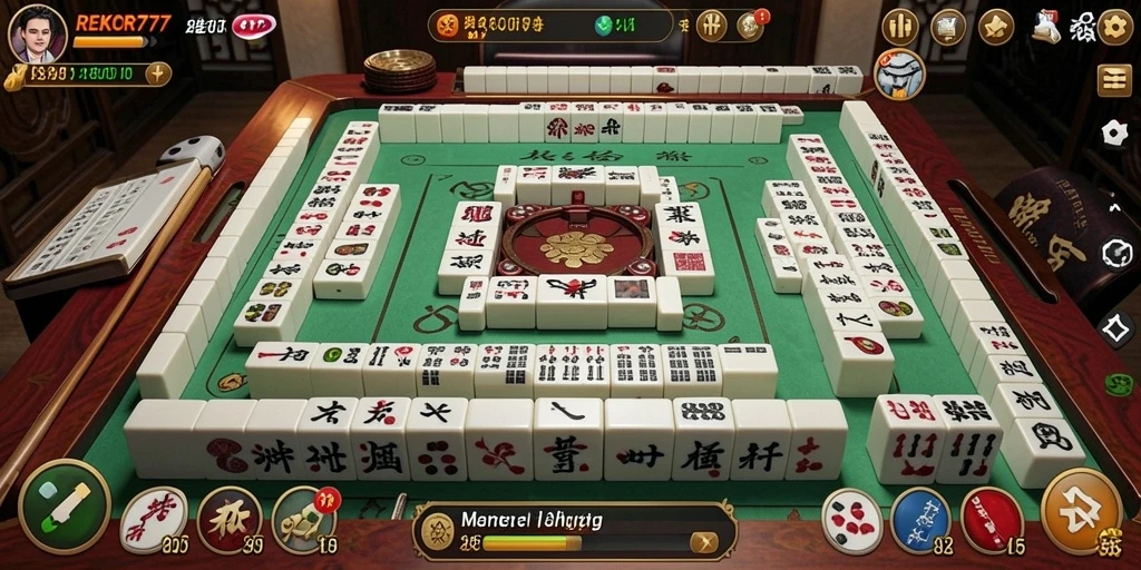 Tampilan gameplay menegangkan dari REKOR777 yang penuh strategi Mahjong.