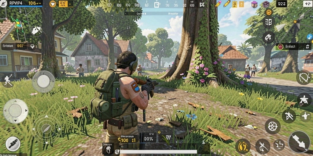 Screenshot gameplay RPVIP4 menunjukkan karakter dalam situasi sehari-hari.
