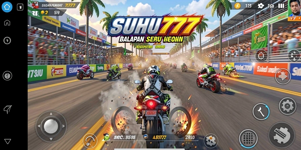Tangkapan layar gameplay SUHU777 yang penuh aksi balapan.