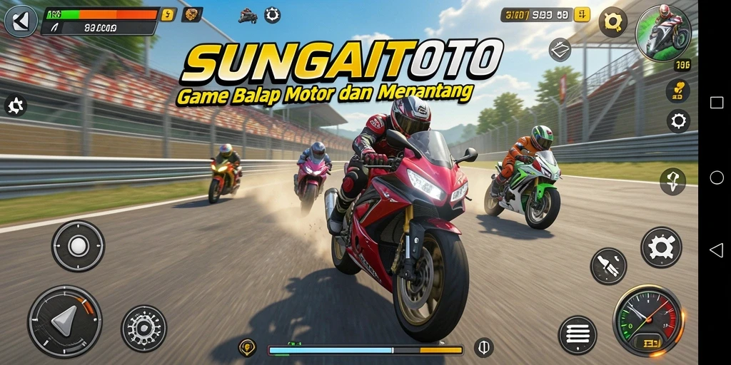 Tampilan gameplay balap motor di SUNGAITOTO yang mendebarkan.