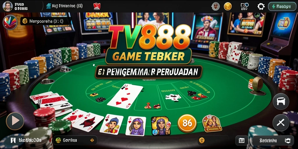 Screenshot gameplay TV888 menunjukkan keseruan suasana Poker.