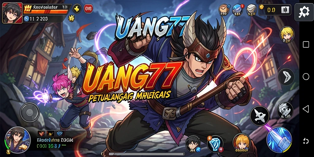 Tampilan gameplay UANG77 yang menarik dengan karakter anime.