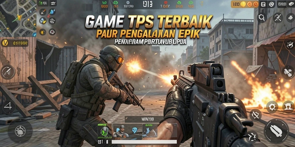 Tangkapan layar gameplay WIN199 dengan aksi tembak-menembak yang intens.